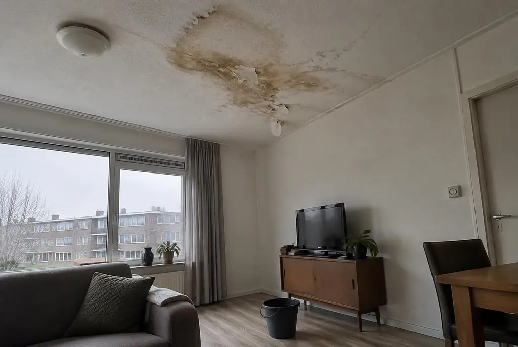 Lekdetectie Alphen aan den Rijn – vochtplek op het plafond onder een badkamer